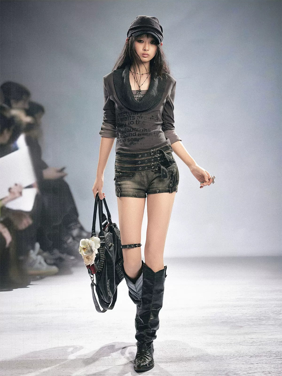Punk Cross Rivet Knit Top