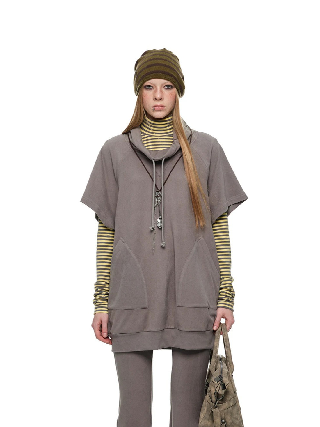 Striped Turtleneck Hoodie Set