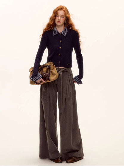 Pleated Tie Wide-Leg Pants