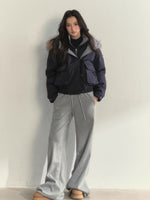 “Flowing Glacier” Patchwork Down Jacket