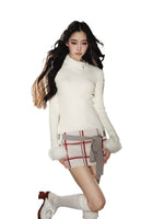 Detachable Collar Plaid Dress