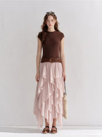 Ruffle Layer Chiffon Skirt