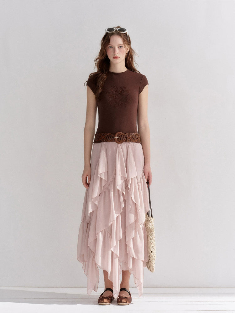 Ruffle Layer Chiffon Skirt