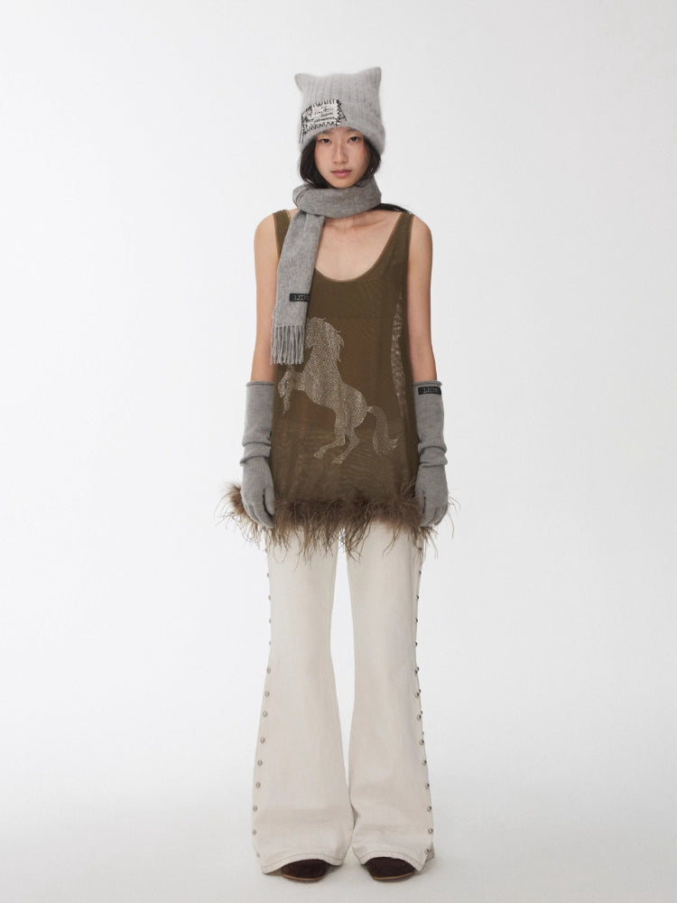 Ostrich Hem Mesh Tank