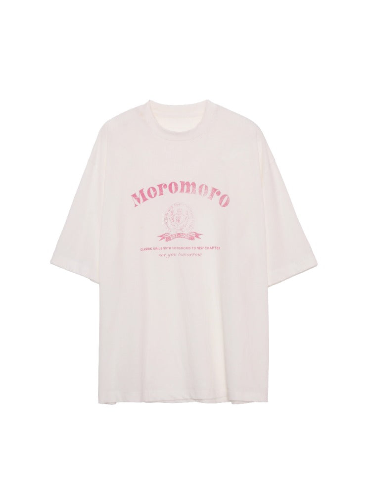 Sun Protection Linen Heart Print Loose Fit Short Sleeve