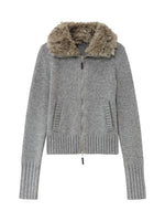 Vintage Wool Fur Collar Cardigan