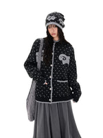 Contrast Sheep Jacquard Knit Cardigan