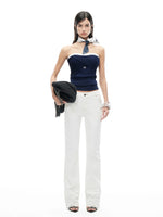 "White" Washed Straight Jeans
