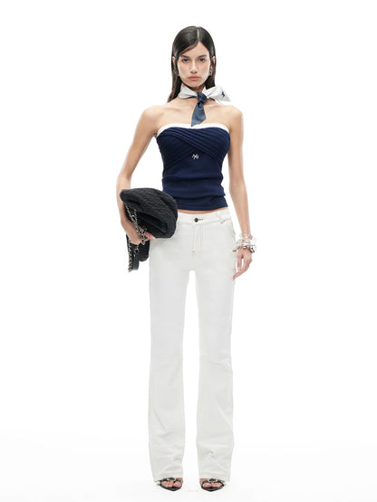 "White" Washed Straight Jeans