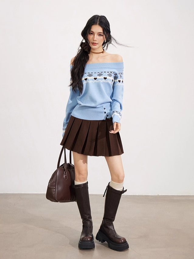Fair Isle Off-Shoulder Sweater