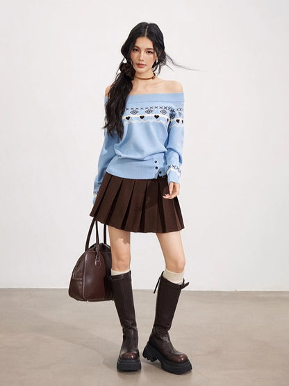 Fair Isle Off-Shoulder Sweater