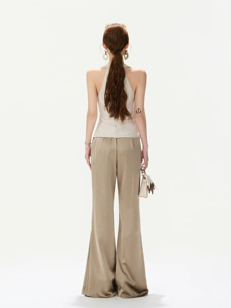 Draped Satin Flared Pants