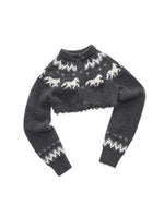 Fair Isle Pony Jacquard Knit Short Cardigan & Shorts Set