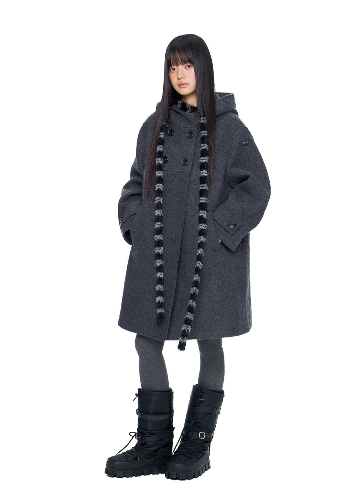 Hooded Vintage Wool Blend Coat