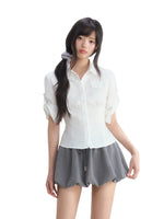 White Pocket Crop Shirt