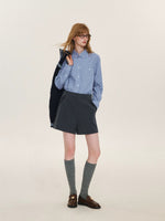Ruffle Pocket Tailored A-Line Shorts