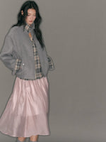 Layered Plaid Wool Blend Jacket