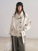 Stand Collar Tencel Trench Coat