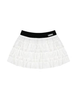 Tiered Lace Waistband Puffy Mini Skirt