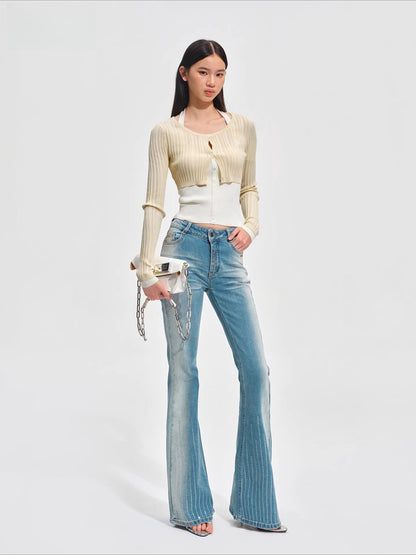 Mid-Rise Stretch Flared Jeans