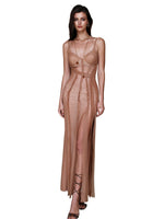 High-Split Patchwork Spaghetti Strap Dress