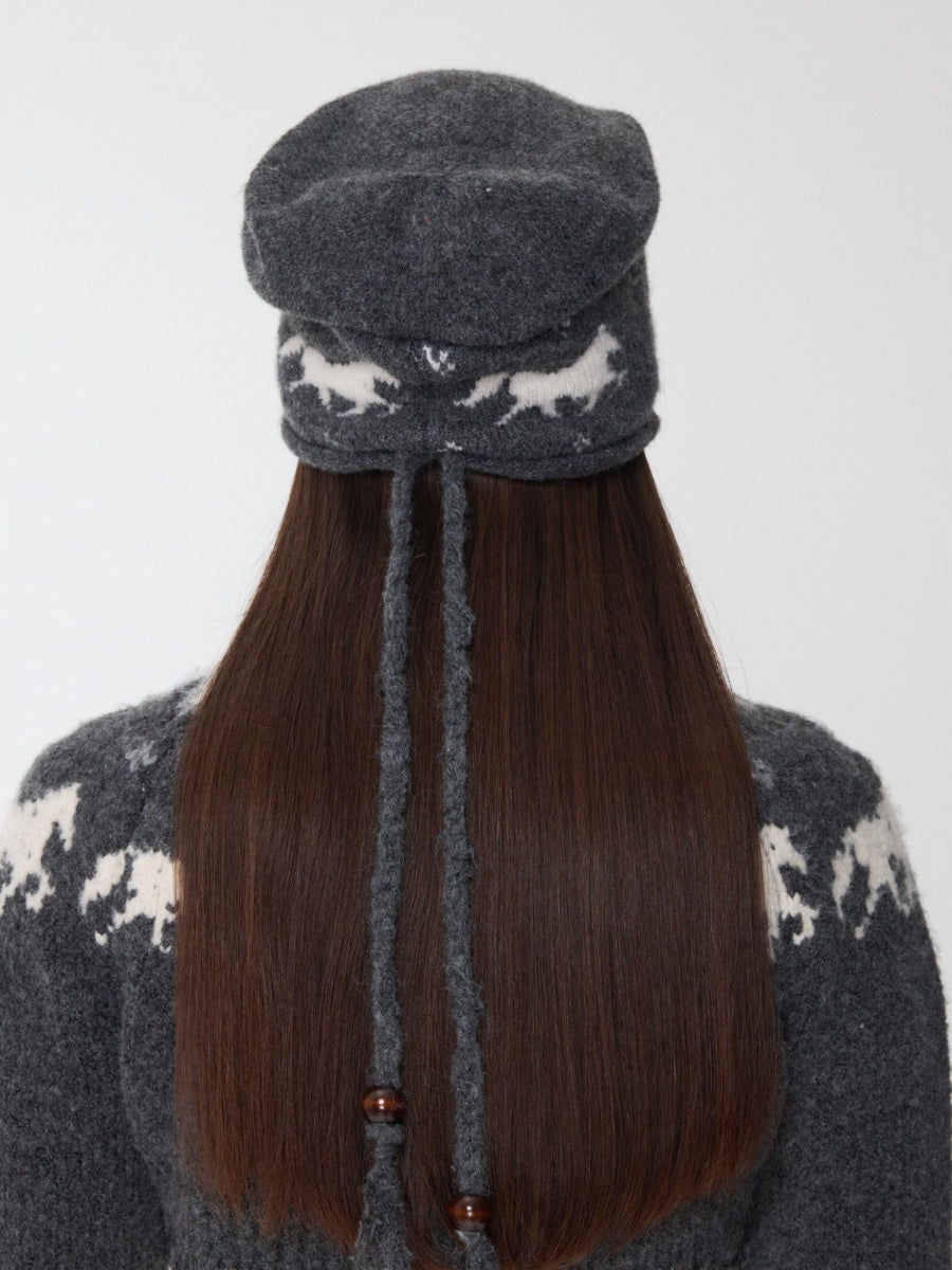 Fair Isle Pony Jacquard Knit Beanie