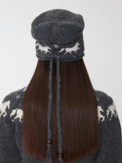 Fair Isle Pony Jacquard Knit Beanie