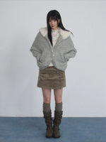 Gray Hooded Wool-Blend Coat