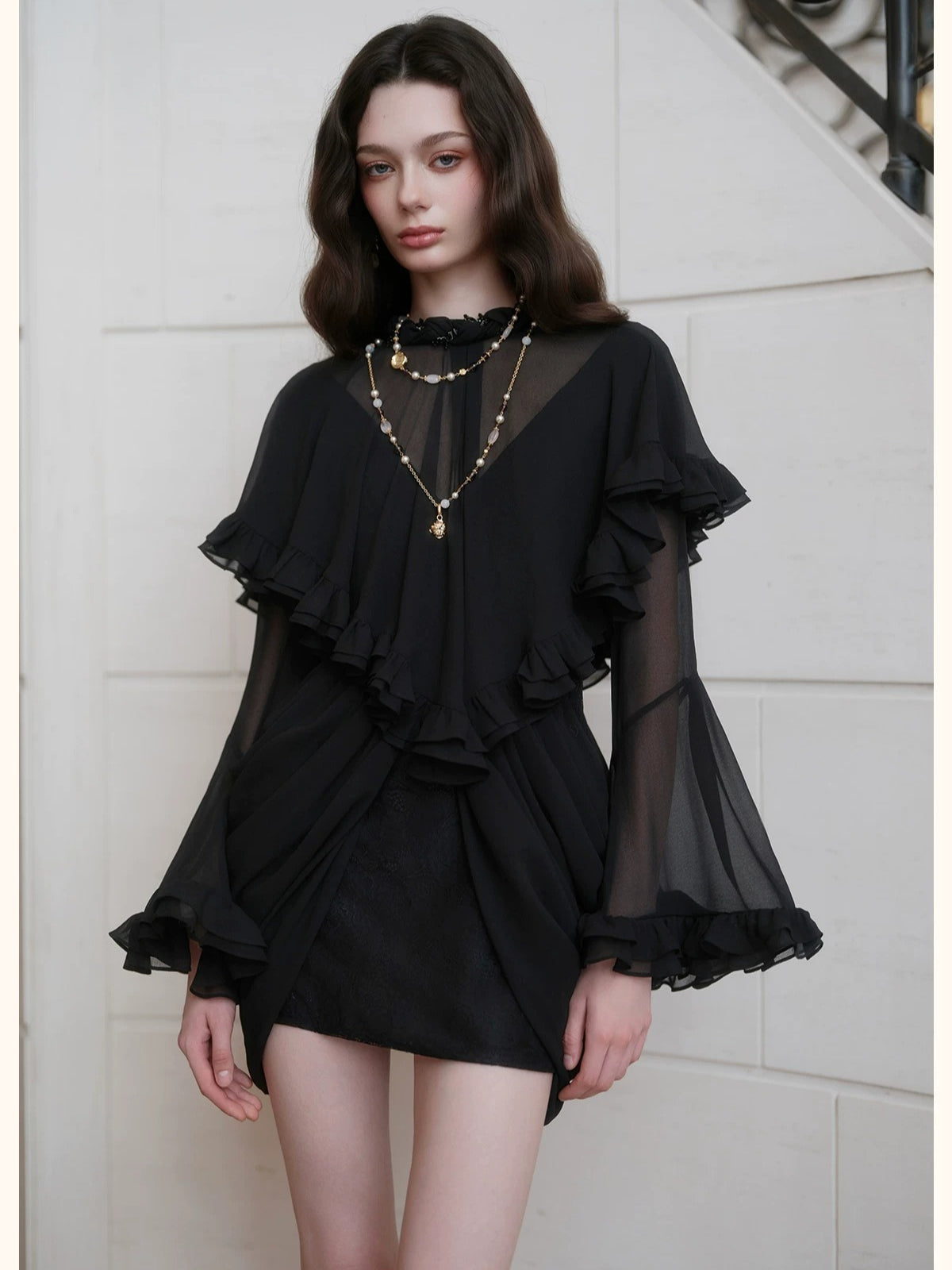 Twisted-Cord Cape Mini Dress
