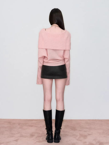 Hollow Knit Collar Cardigan