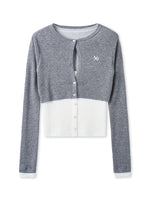 Fake Two-piece Layered Contrast-color Top