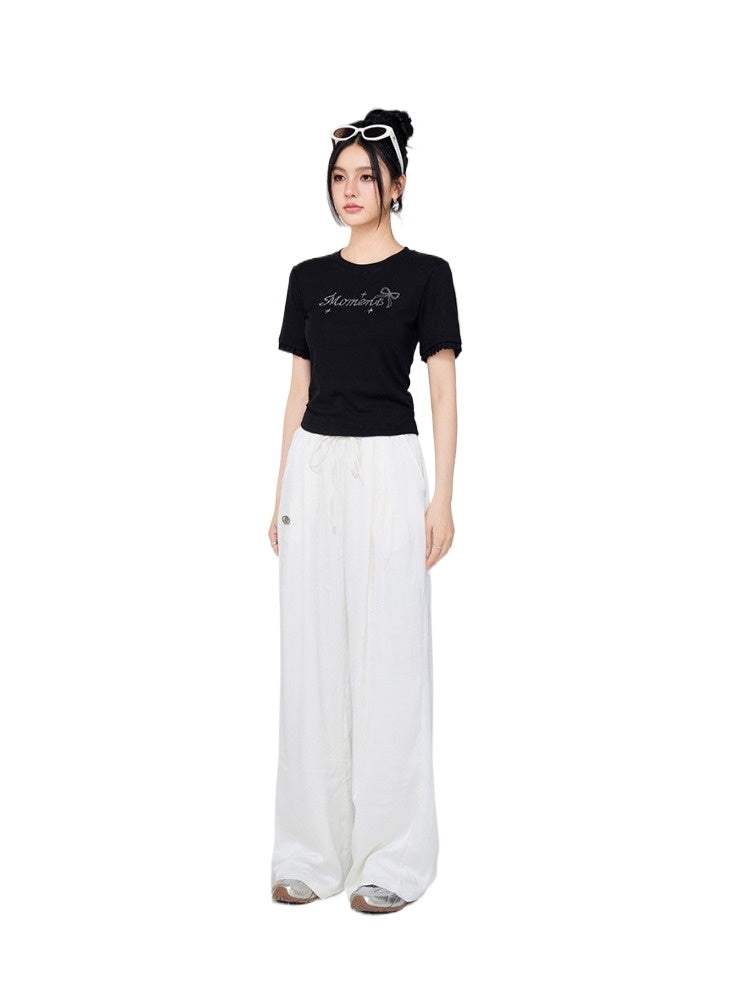 Ice Silk Pleated Wide-Leg Pants