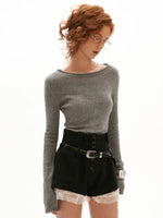 Rolled Edge Slim Knit Top