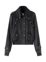 Washed Military Ribbed Crop Jacket