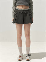 Contrast Pleated Mini Skirt