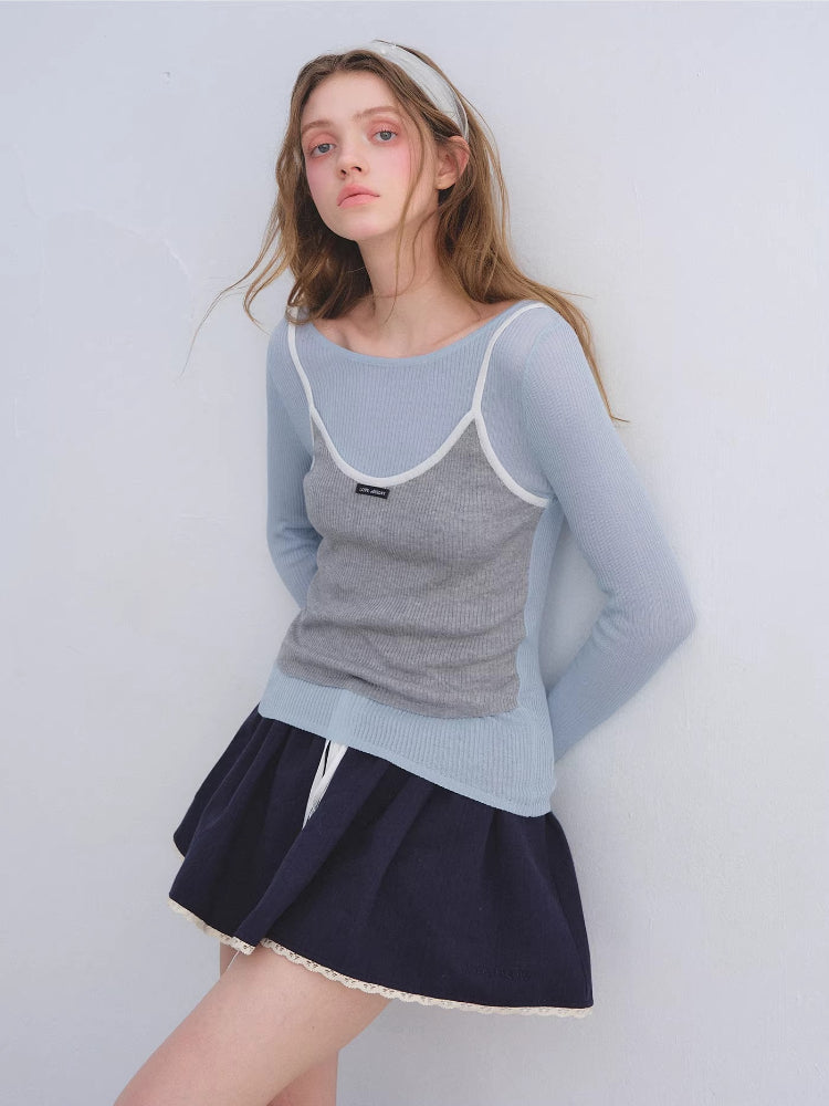 Contrast Layered Knit Top
