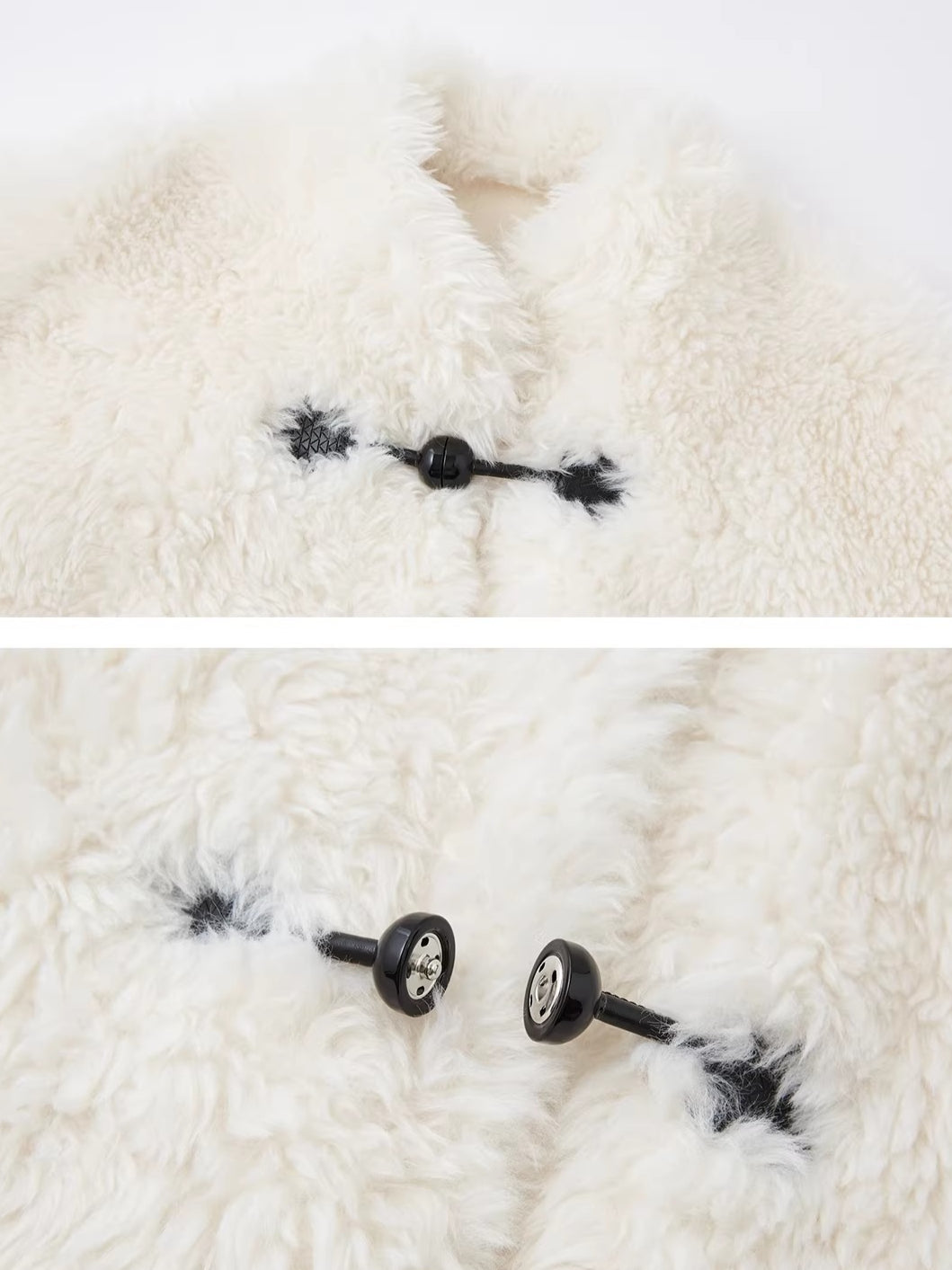 White Plush Button Coat