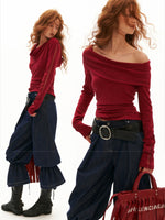 Soft Draped Off Shoulder Fitted Top