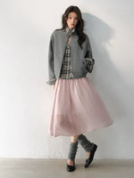 Layered Plaid Wool Blend Jacket