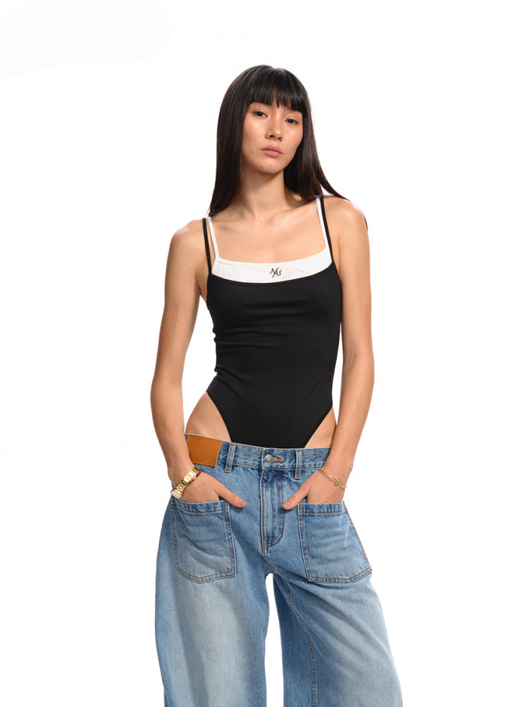 Fake Two-Piece One-Piece Vest Sling