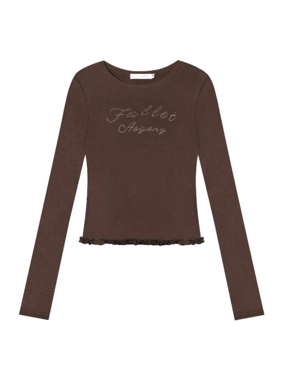Embroidered Ruffle Trim Knit Top