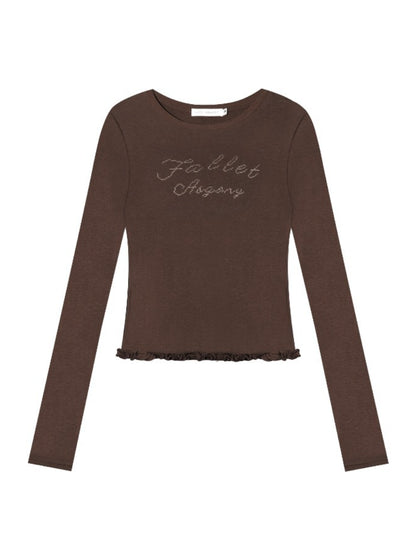 Embroidered Ruffle Trim Knit Top