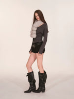 Lace Batwing V-Neck Knit Top