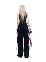 Multi-Pocket Eyelet Ribbon Jeans