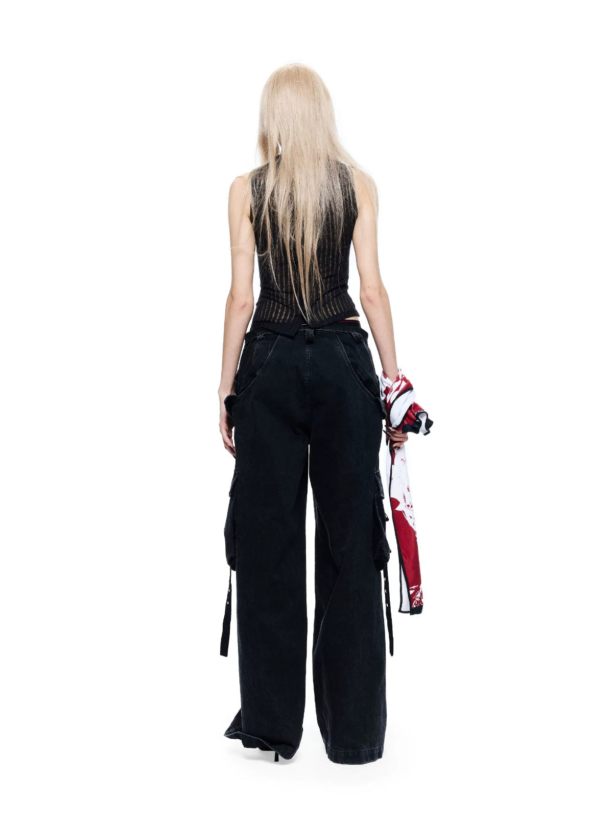 Multi-Pocket Eyelet Ribbon Jeans