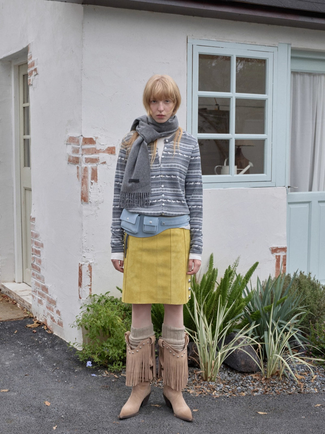 Suede Studded A-Line Skirt