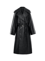 Textured Relaxed Fit Leather Trench Coat