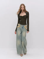 Lace Panel Square Neck Top