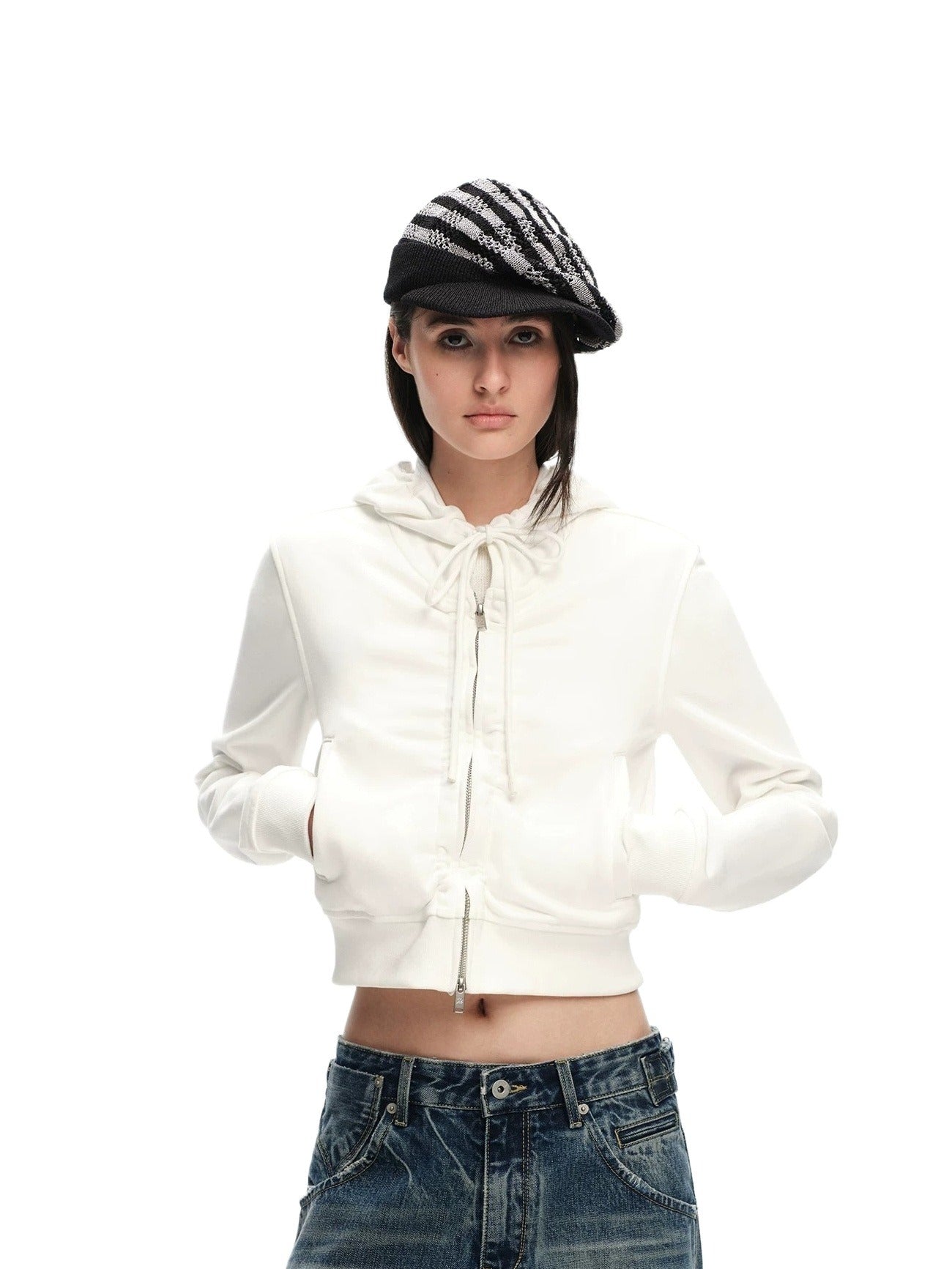 Ruched Hoodie Jacket