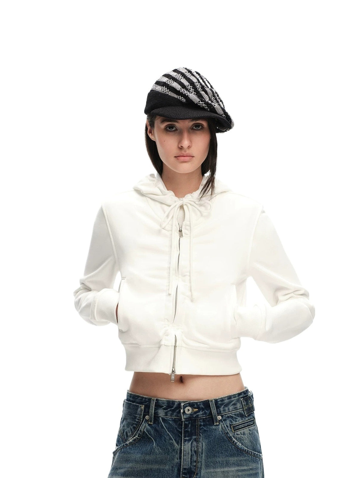 Ruched Hoodie Jacket